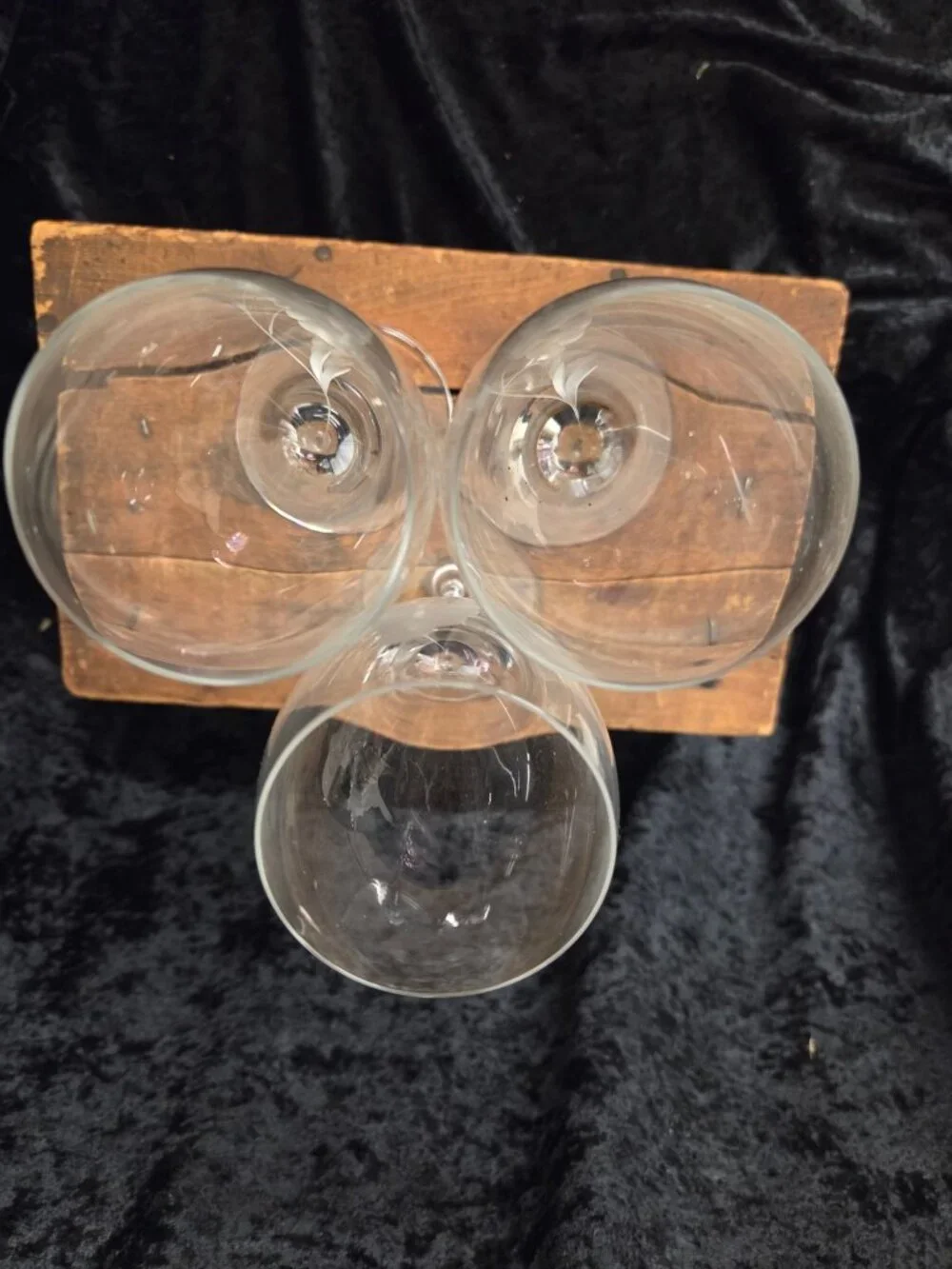 3 Clear Etched Tulip Floral Crystal Wine 8